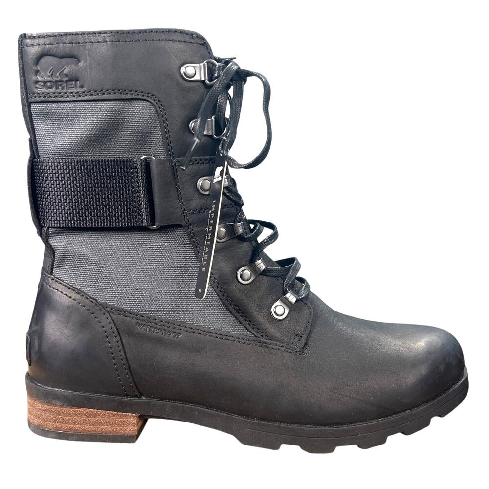 NWT Sorel Women’s Emilie Conquest Black Leather Winter Boot Size US 9.5